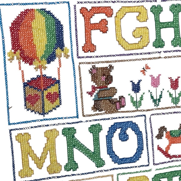 Vintage Quilted Cotton Baby Toddler Alphabet Blanket - Picture 7 of 9